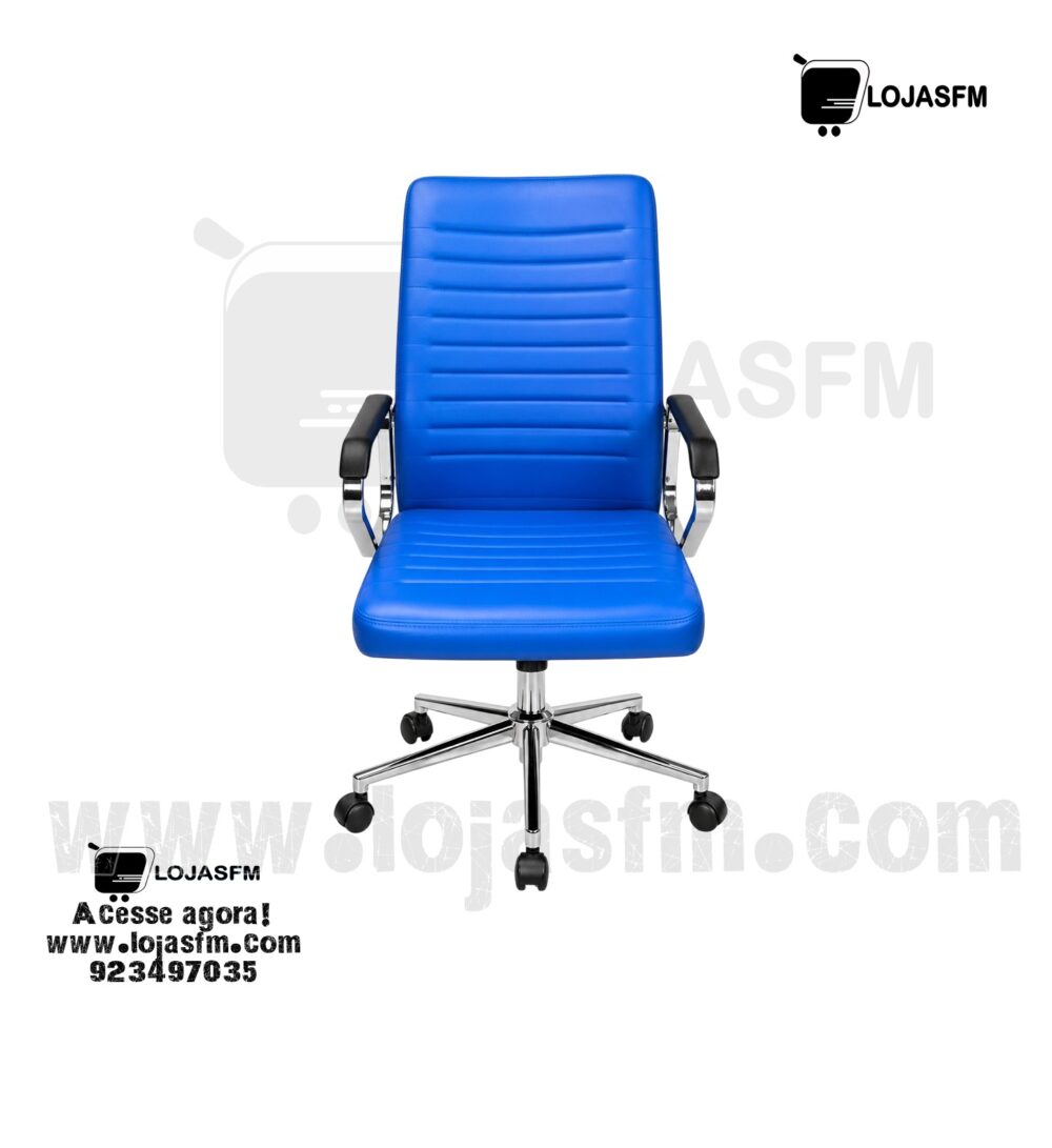 Cadeira Giratória azul com Rodas – Conforto e Elegância para Escritório - Image 1