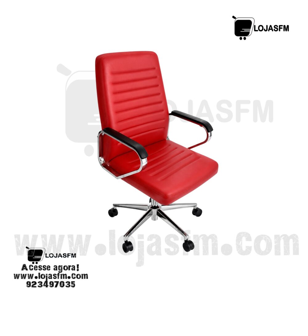 12 Cadeira Giratória Vermelha com Rodas – Conforto e Elegância para Escritório - Image 1