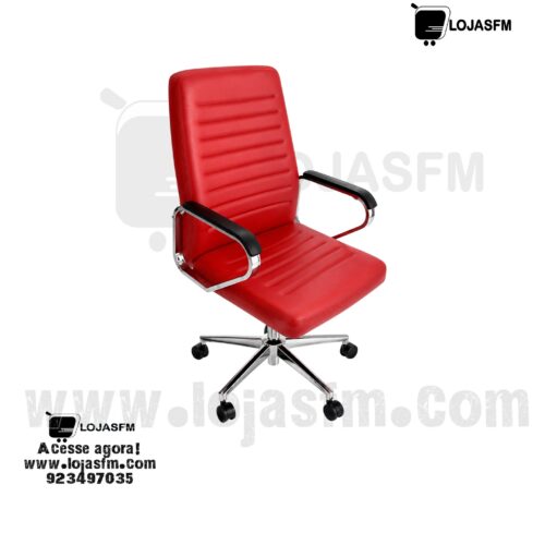 Cadeira Giratória Vermelha com Rodas – Conforto e Elegância para Escritório