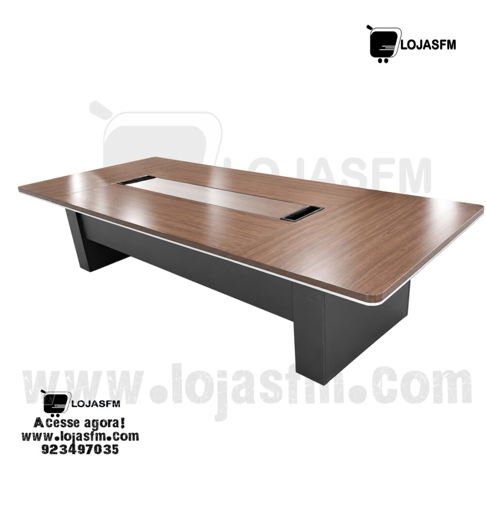 Mesa de Reunião Premium 360 × 140 cm – Madeira e Preto | 12 a 16 Lugares - Image 1