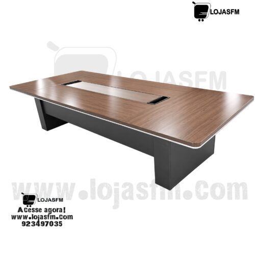 Mesa de Reunião Premium 360 × 140 cm – Madeira e Preto | 12 a 16 Lugares
