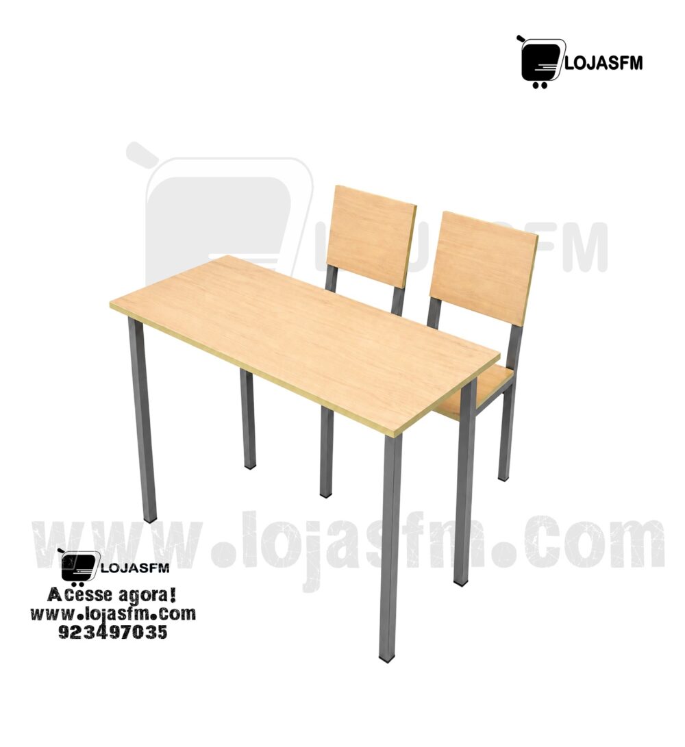Carteira Escolar Universitária Dupla 120x80 cm – Mesa com 2 Cadeiras | Estrutura Metálica Reforçada - Image 1