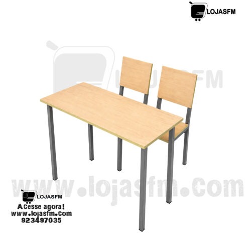 Carteira Escolar Universitária Dupla 120x80 cm – Mesa com 2 Cadeiras | Estrutura Metálica Reforçada