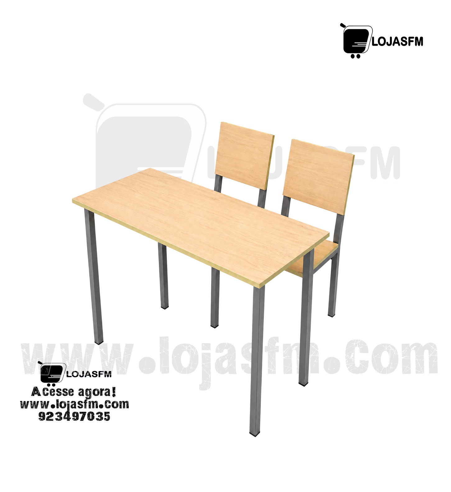 20 Carteira Escolar Universitária Dupla 120x80 cm – Mesa com 2 Cadeiras | Estrutura Metálica Reforçada - Image 1