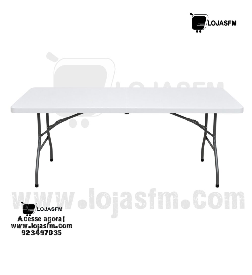 Mesa Dobrável Retangular 180x74 cm – Branca | Eventos, Escritório e Reuniões - Image 1