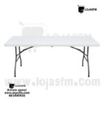 Mesa Dobrável Retangular 180x74 cm – Branca | Eventos, Escritório e Reuniões