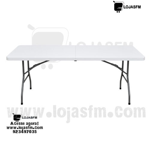 Mesa Dobrável Retangular 180x74 cm – Branca | Eventos, Escritório e Reuniões