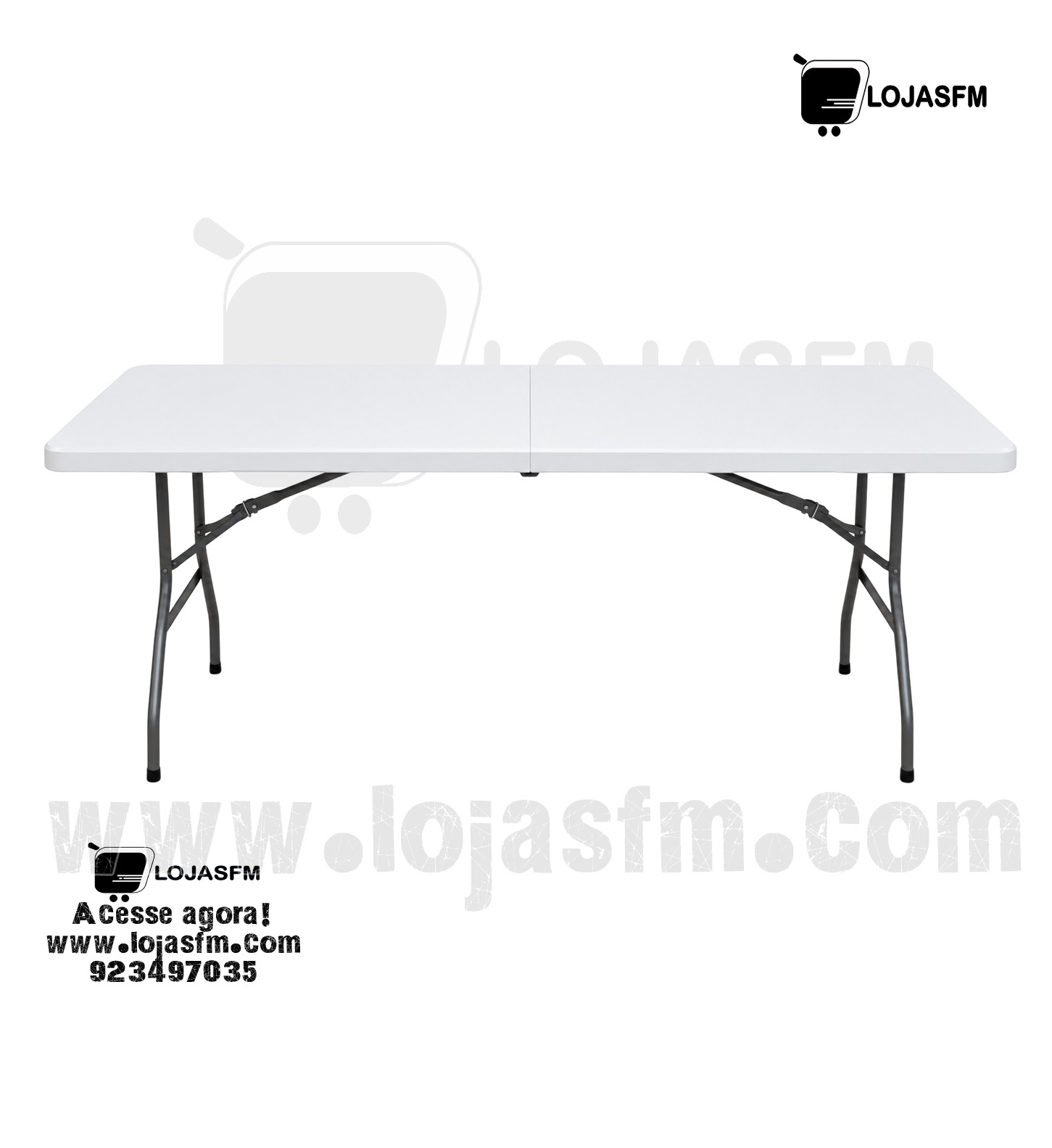 24 Mesa Dobrável Retangular 180x74 cm – Branca | Eventos, Escritório e Reuniões - Image 1