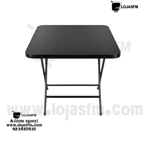 Mesa Dobrável Quadrada 80x80 cm – Preta | Escritório, Eventos e Uso Multifuncional