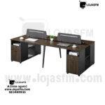 Estação de Trabalho para 4 Pessoas com Gaveteiros e Divisória | Mesa de Escritório Dupla