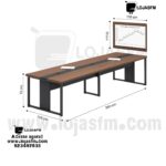 Mesa de Reunião Corporativa 360x110 cm com Passagem de Cabos | Mesa para Sala de Conferências