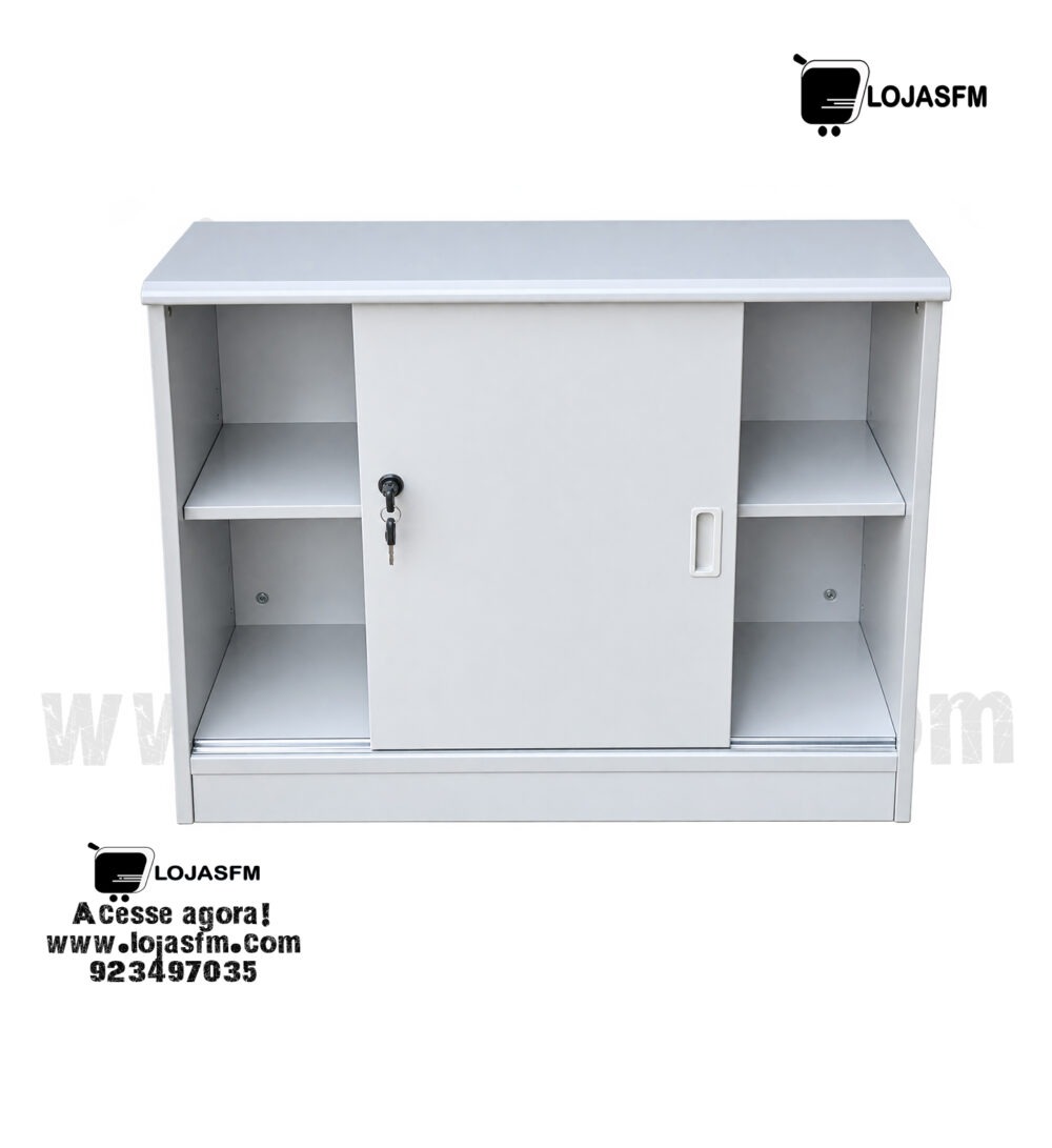 Armário de Escritório em Madeira com Porta e Prateleiras – 80 × 80 × 35,5 cm - Image 2